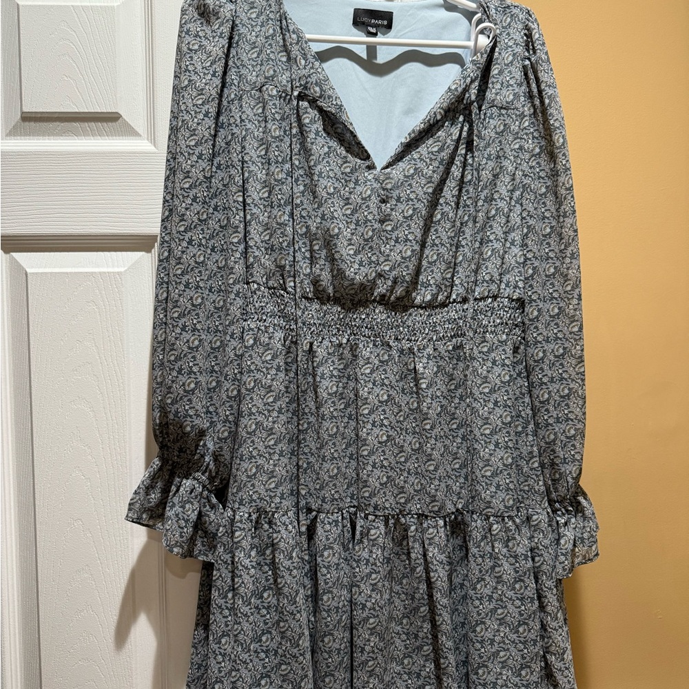 Lucy Paris blue Floral Long Sleeve Dress